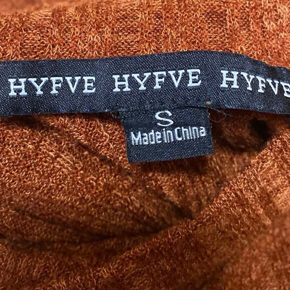 Hyfve Rust Brown Turtleneck Long Balloon Sleeve Knit Cropped Sweater Top Size S - Picture 3 of 4